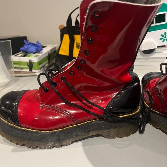 Vintage Dr. Martens Patent Leather Red & Black, Women's size 10 US - Picture 12 of 16